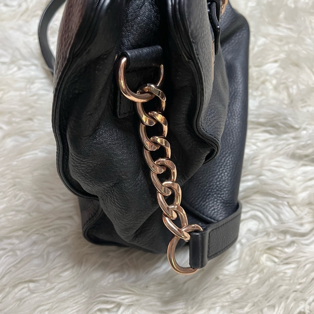 MICHAEL Michael Kors Black Leather Shoulder Bag with Rose Gold Hardware - Picture 5 of 7